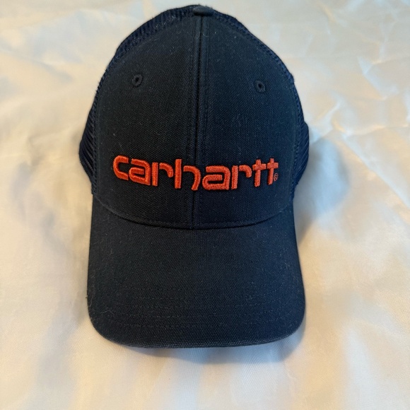 Carhartt Hat Cap Snapback Adjustable Mesh Spellout Blue Orange - Picture 1 of 5